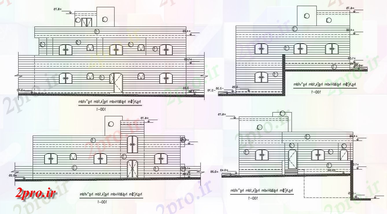 دانلود  نقشه نما و برش ساختمان ، برج ، اپارتمان   (کد30124)