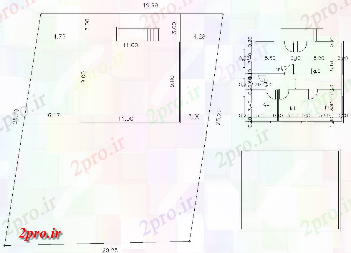 دانلود  نقشه مسکونی ، ویلا ، دوبلکس ، اپارتمان 9×11 متر (کد30127)