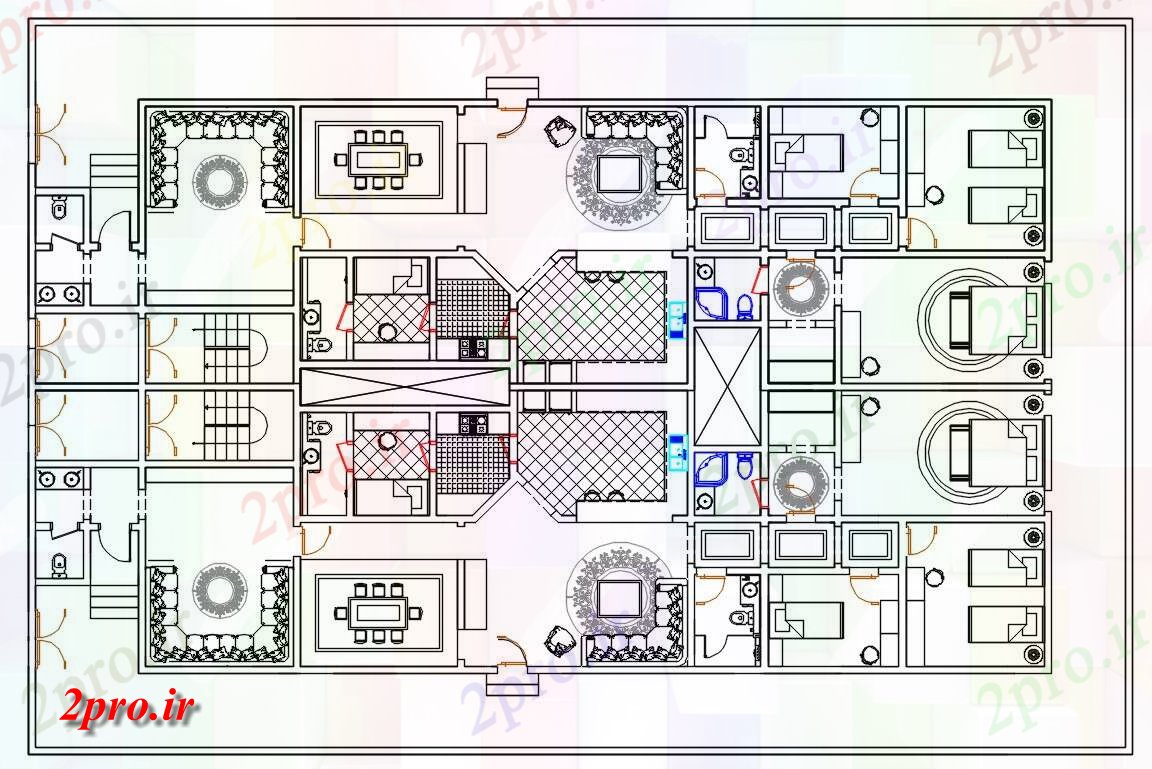 دانلود  نقشه مسکونی ، ویلا ، دوبلکس ، اپارتمان 15×27 متر (کد30136)