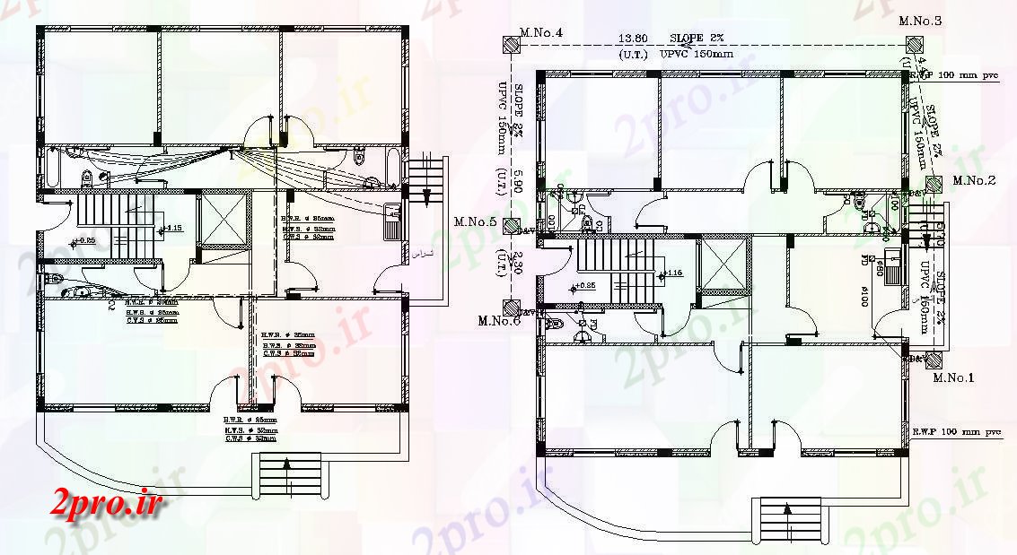 دانلود  نقشه ویلا ، مسکونی ، دوبلکس 13×14 متر (کد30141)