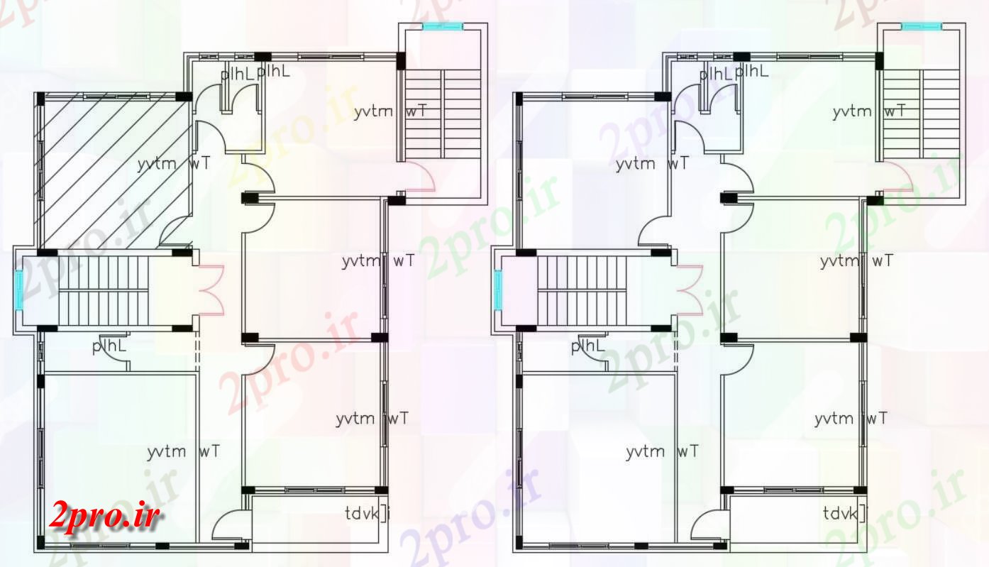 دانلود  نقشه مجتمع مسکونی ، اپارتمان 14×16 متر (کد30144)