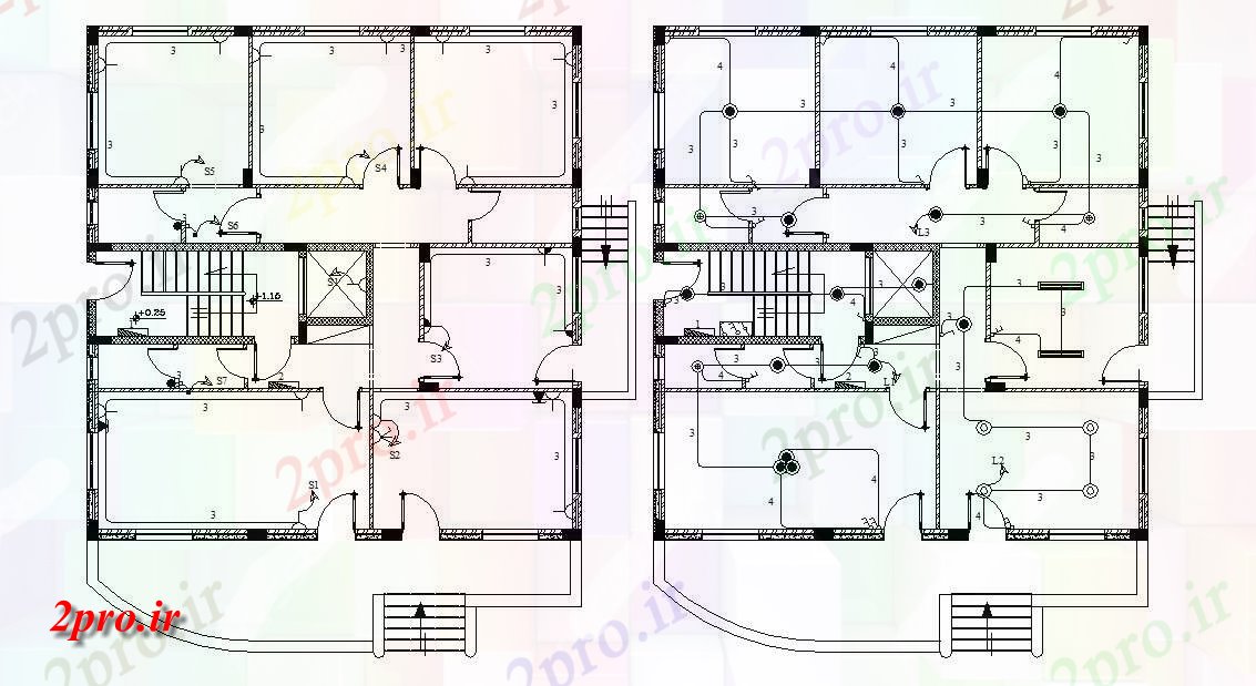 دانلود  نقشه ویلا ، مسکونی ، دوبلکس 13×14 متر (کد30145)