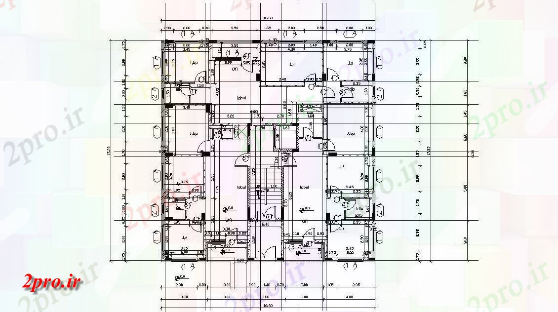 دانلود  نقشه مسکونی ، ویلا ، دوبلکس ، اپارتمان 16×17 متر (کد30171)