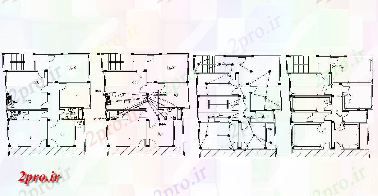 دانلود  نقشه سیم کشی برق و لوله کشی فاضلاب  ساختمان  (کد30175)