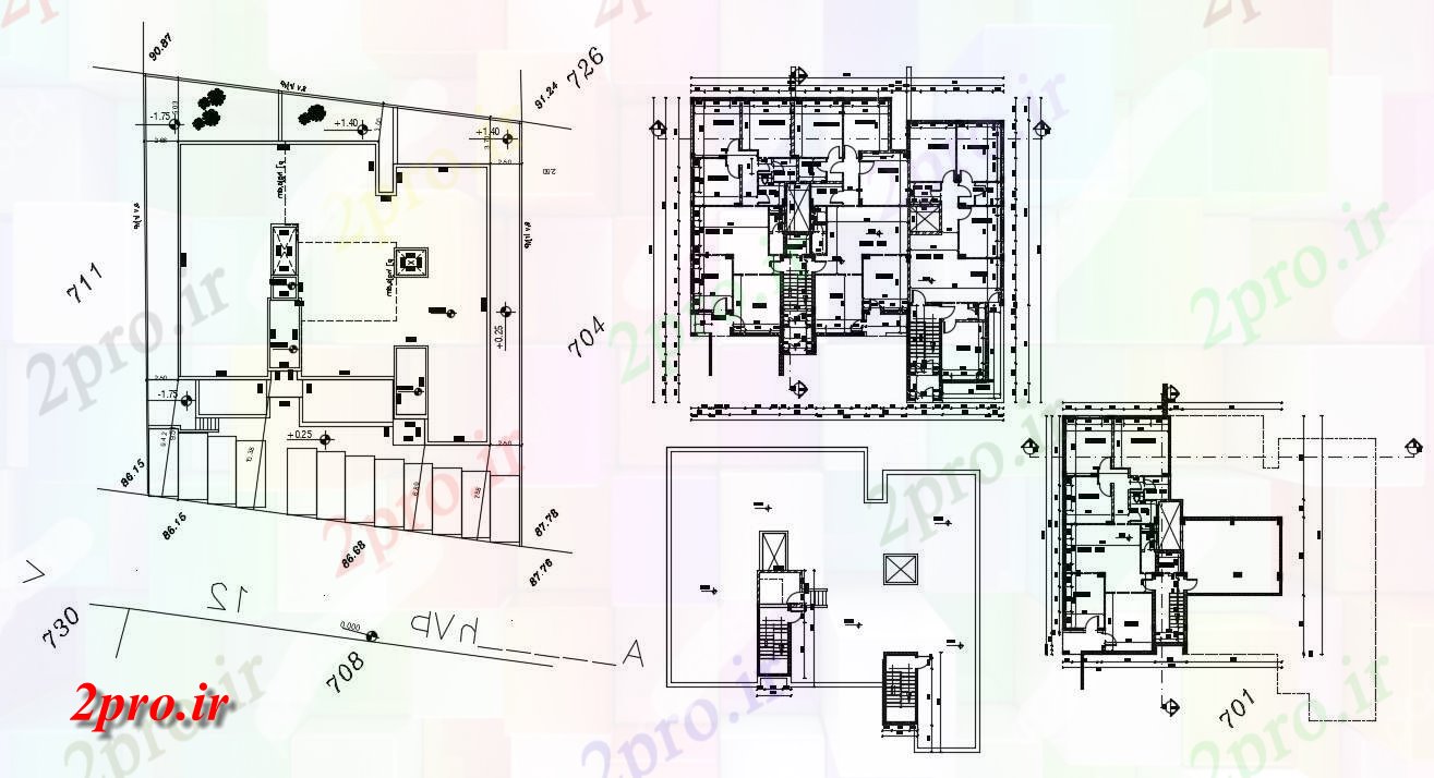 دانلود  نقشه مسکونی ، ویلا ، دوبلکس ، اپارتمان 24×24 متر (کد30183)