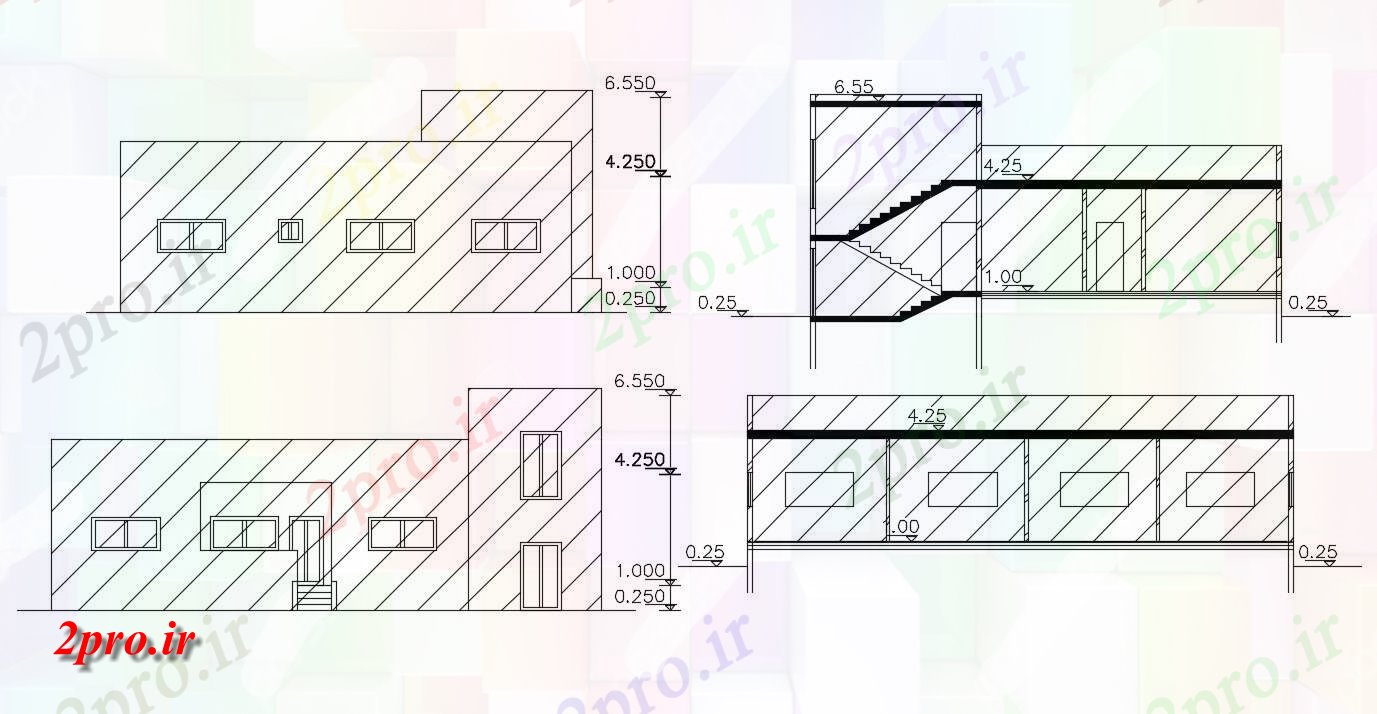 دانلود  نقشه نما برش مجتمع مسکونی ، اپارتمان   (کد30190)