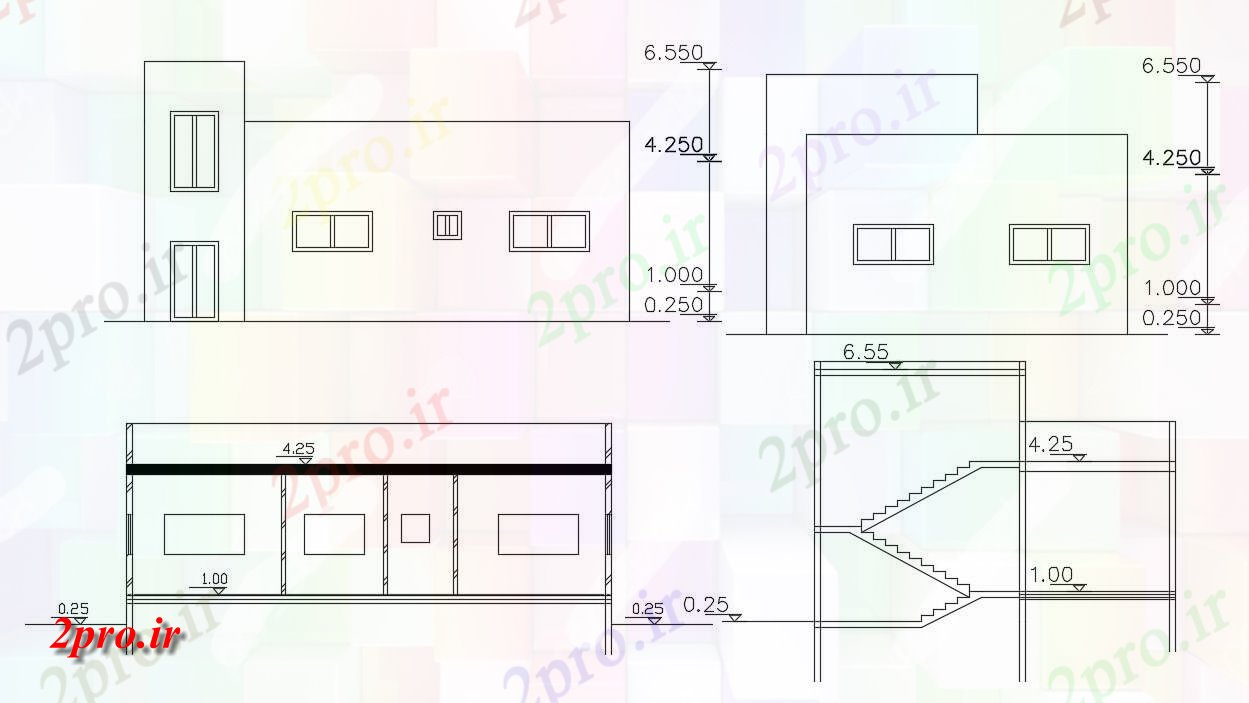 دانلود  نقشه نما برش مجتمع مسکونی ، اپارتمان   (کد30192)