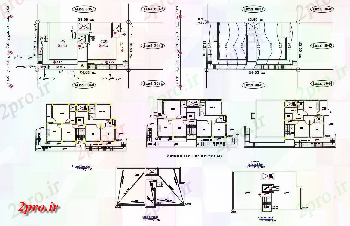 دانلود  نقشه مجتمع مسکونی ، اپارتمان 10×18 متر (کد30197)