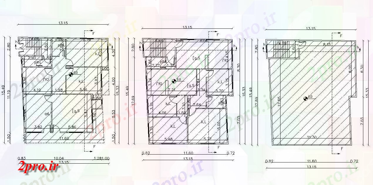 دانلود  نقشه مسکونی ، ویلا ، دوبلکس ، اپارتمان 13×15 متر (کد30206)