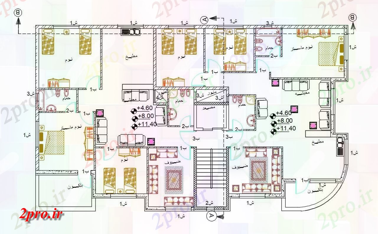 دانلود  نقشه مسکونی ، ویلا ، دوبلکس ، اپارتمان 14×24 متر (کد30242)