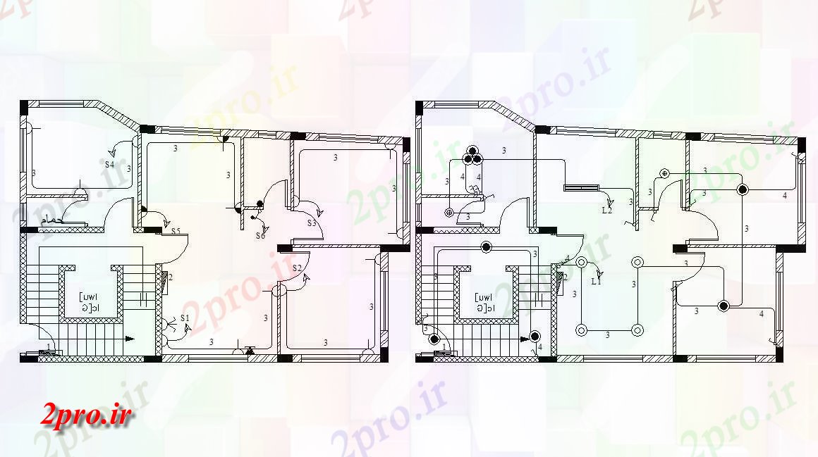 دانلود  نقشه مسکونی ، ویلا ، دوبلکس ، اپارتمان 8×13 متر (کد30261)