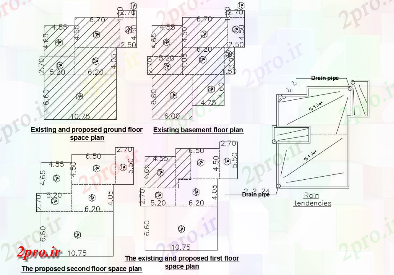 دانلود  نقشه کف و سقف پیشنهادی  (کد30265)