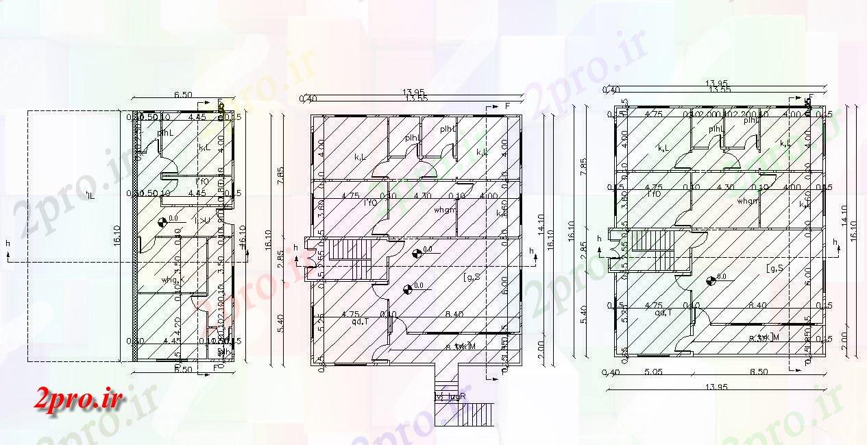 دانلود  نقشه مسکونی ، ویلا ، دوبلکس ، اپارتمان 13×16 متر (کد30287)