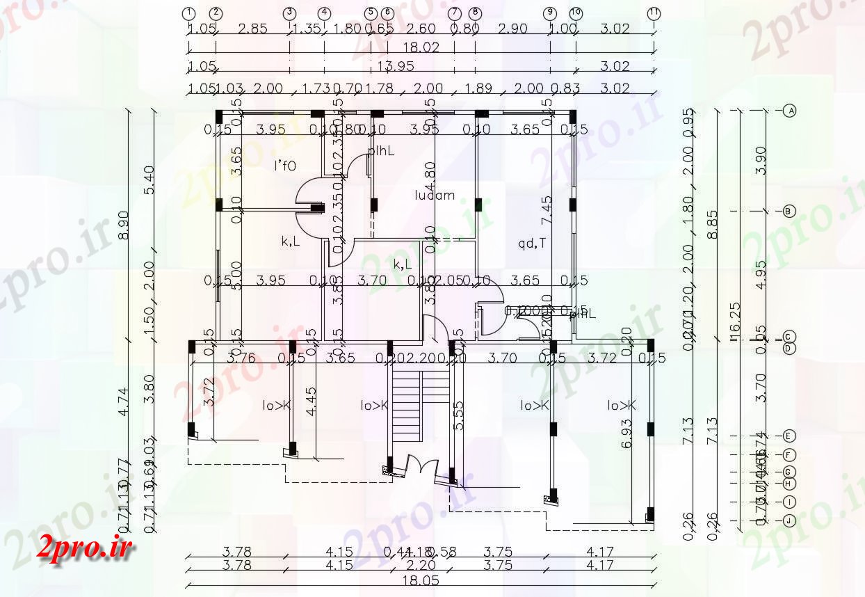 دانلود  نقشه مسکونی ، ویلا ، دوبلکس ، اپارتمان 15×17 متر (کد30302)