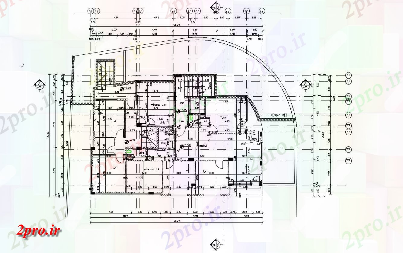 دانلود نقشه مسکونی ، ویلا ، دوبلکس ، اپارتمان 14×24 متر 15 در 20 متر (کد30309)