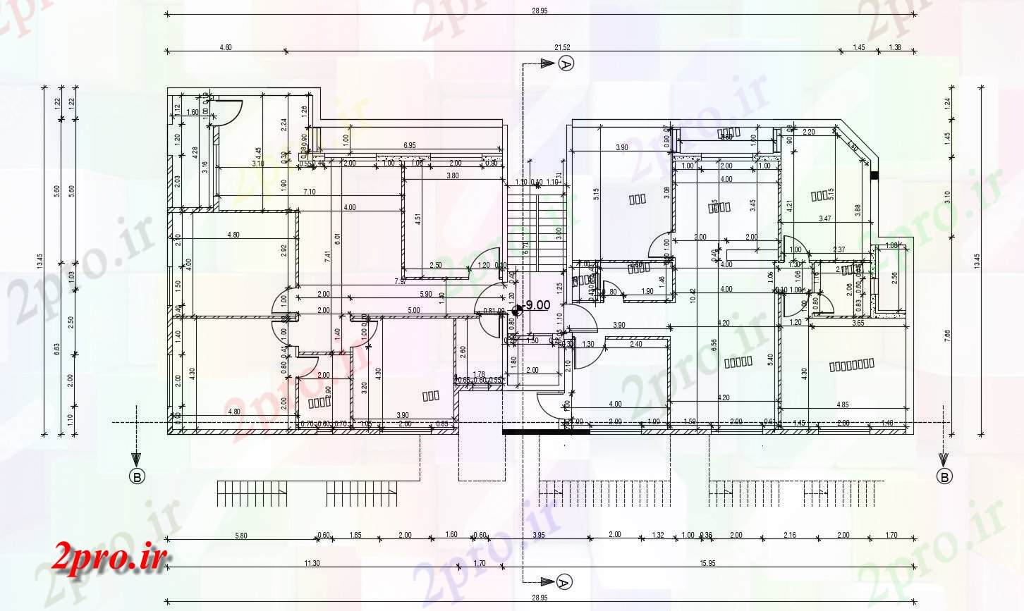 دانلود  نقشه مسکونی ، ویلا ، دوبلکس ، اپارتمان 14×29 متر (کد30326)