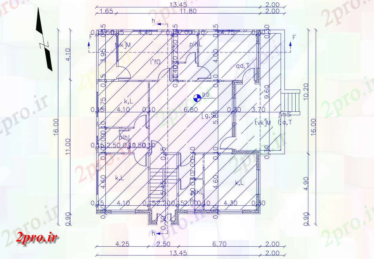 دانلود  نقشه مسکونی ، ویلا ، دوبلکس ، اپارتمان 14×16 متر (کد30361)