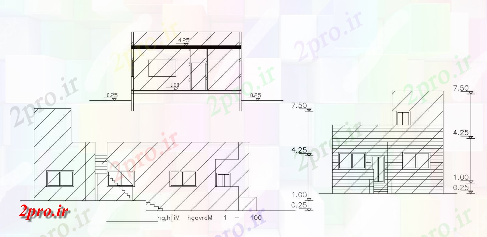 دانلود  نقشه نما مسکونی ، ویلا ، دوبلکس ، اپارتمان   (کد30362)