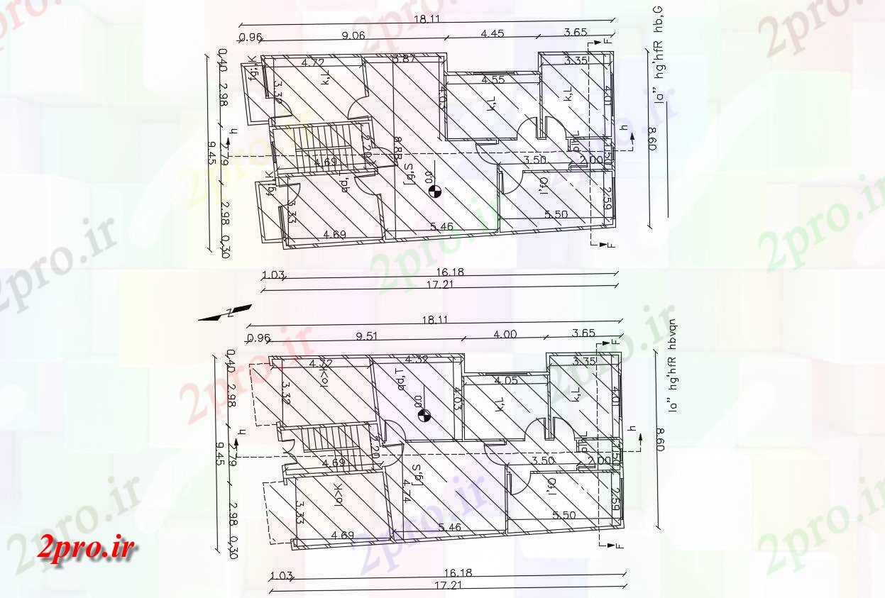 دانلود  نقشه مسکونی ، ویلا ، دوبلکس ، اپارتمان 10×18 متر (کد30364)