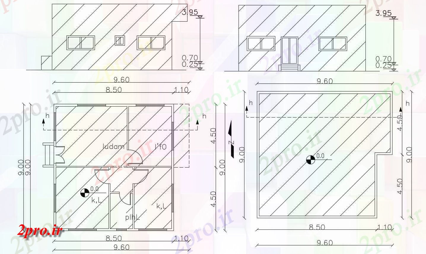 دانلود  نقشه نما مسکونی ، ویلا ، دوبلکس ، اپارتمان   (کد30375)