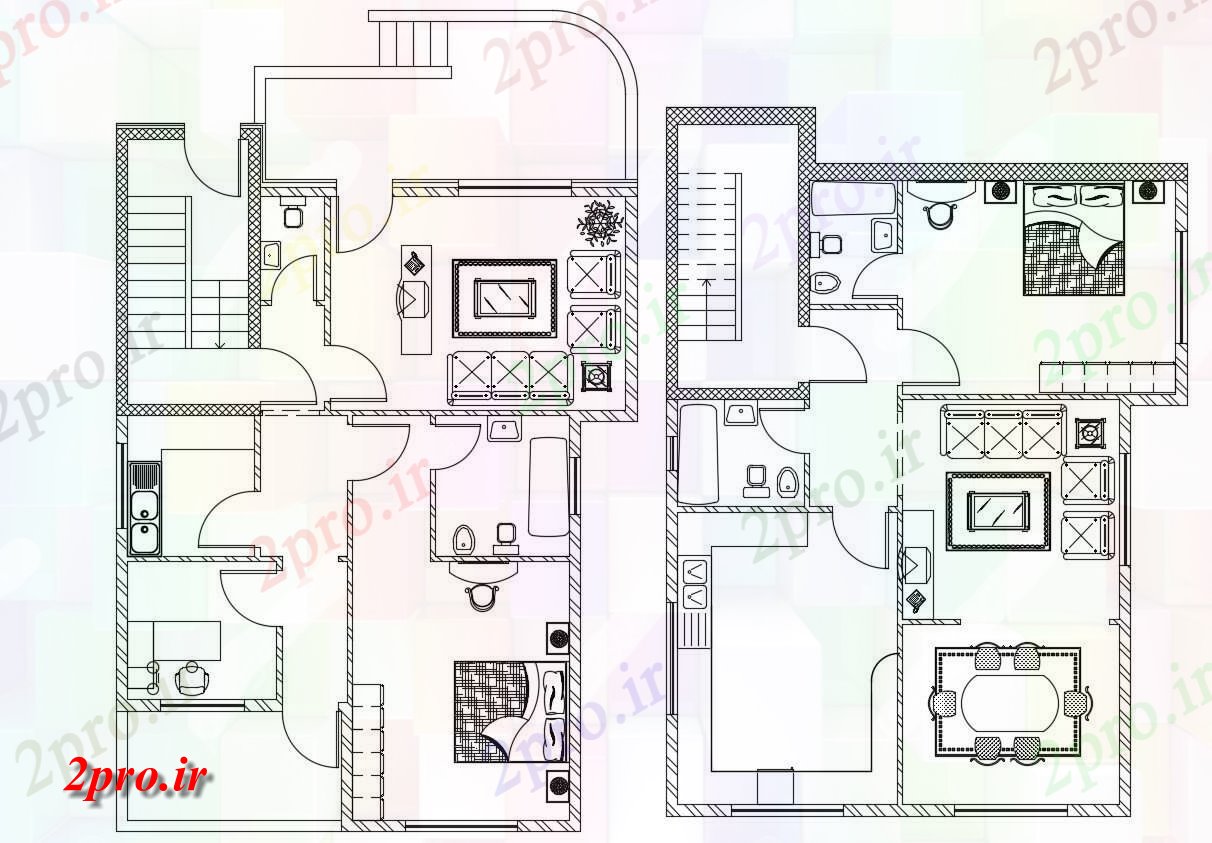 دانلود  نقشه مسکونی ، ویلا ، دوبلکس ، اپارتمان 9×13 متر (کد30377)