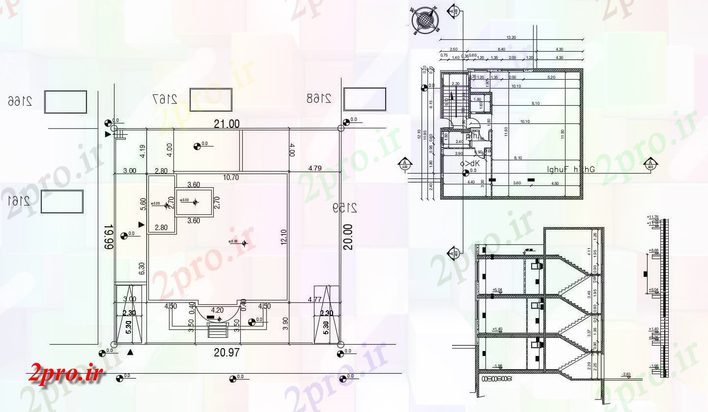 دانلود  نقشه برش مجتمع مسکونی ، اپارتمان   (کد30415)