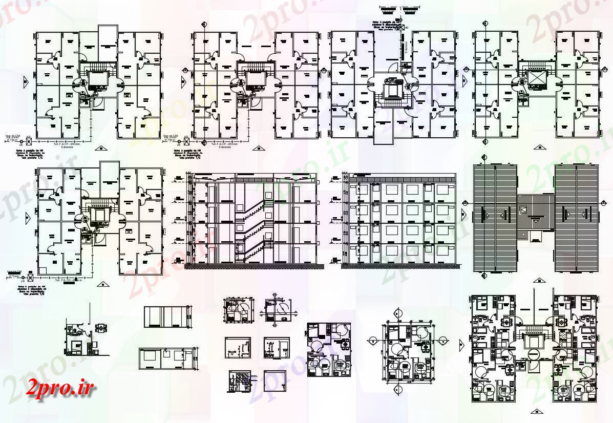 دانلود  نقشه مسکونی ، ویلا ، دوبلکس ، اپارتمان 14×16 متر (کد30453)