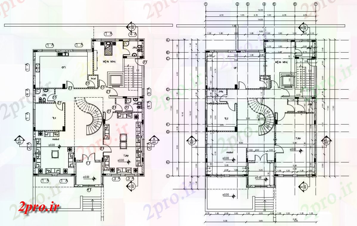 دانلود  نقشه مسکونی ، ویلا ، دوبلکس ، اپارتمان 14×22 متر (کد30479)