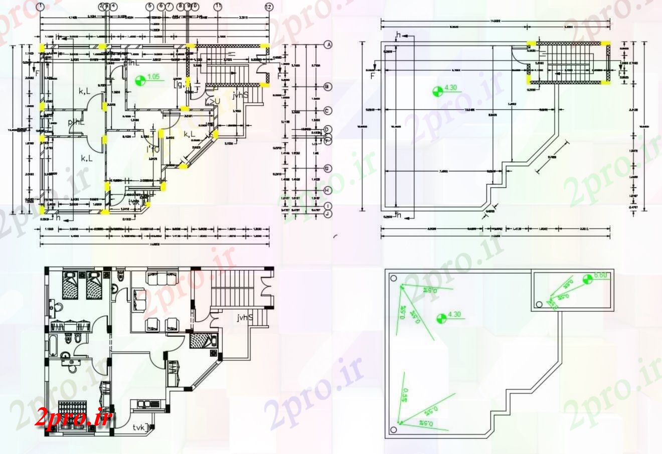 دانلود  نقشه مسکونی ، ویلا ، دوبلکس ، اپارتمان 10×14 متر (کد30494)