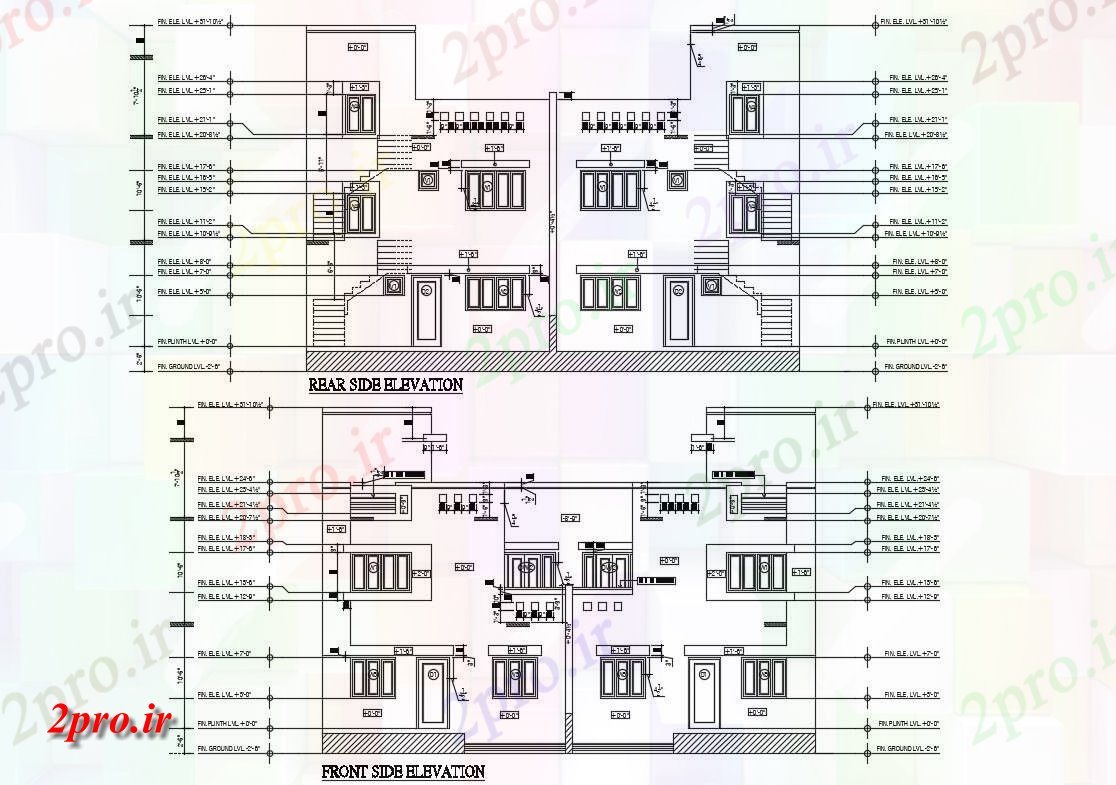 دانلود نقشه نما مجتمع مسکونی ، اپارتمان   (کد30587)