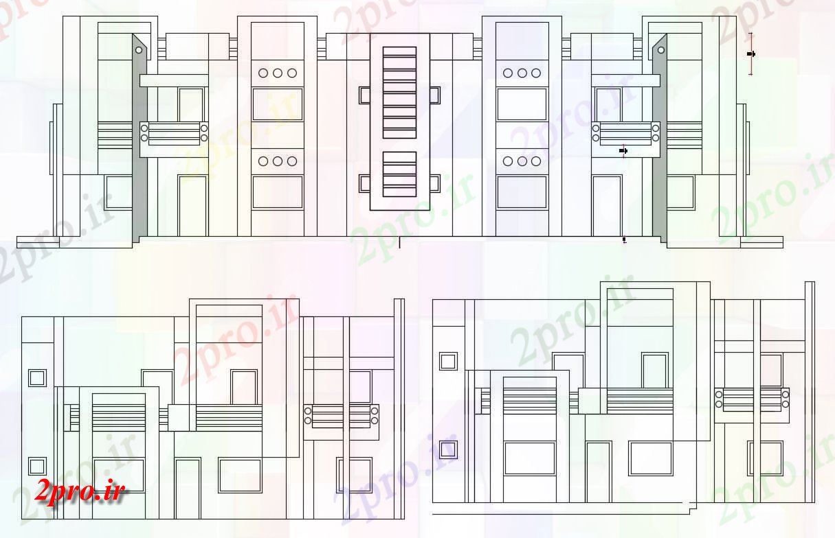 دانلود نقشه نما مسکونی ، ویلا ، دوبلکس ، اپارتمان   (کد30627)