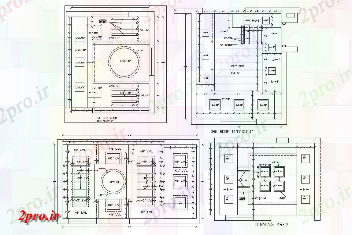 دانلود نقشه ییلاقی اتاق سقف طراحی و طرح بندی معماری طرح  (کد30640)