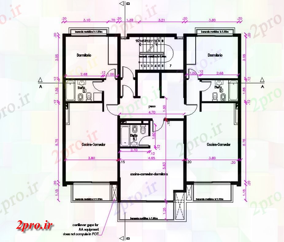 دانلود نقشه مسکونی ، ویلا ، دوبلکس ، اپارتمان 13×14 متر (کد30645)