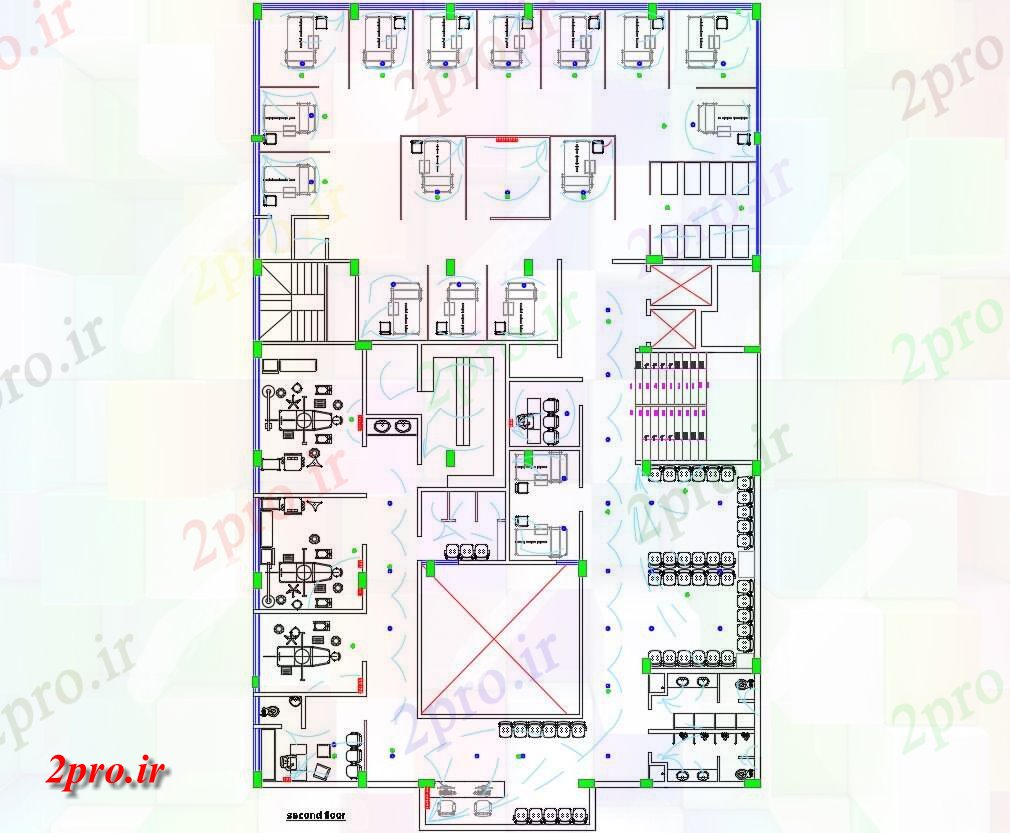 دانلود نقشه بیمارستان ، درمانگاه ، مرکز بهداشت ، کلینیک ، مطب 77×119 متر (کد30701)