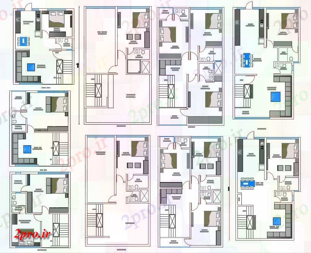 دانلود نقشه مسکونی ، ویلا ، دوبلکس ، اپارتمان 36×55 متر (کد30708)