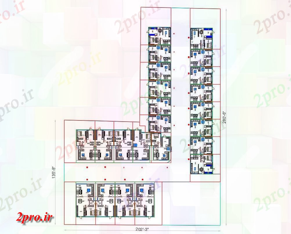 دانلود نقشه مسکونی ، ویلا ، دوبلکس ، اپارتمان 21×29 متر (کد30709)