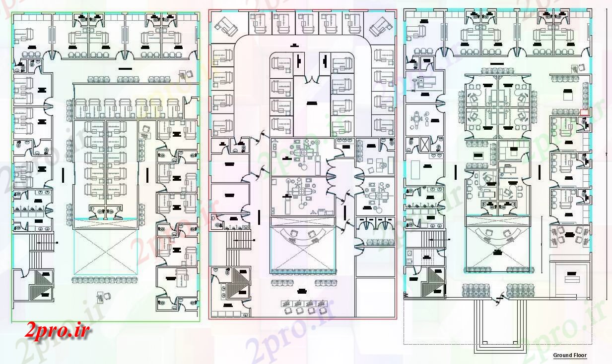 دانلود نقشه بیمارستان ، درمانگاه ، مرکز بهداشت ، کلینیک ، مطب 77×127 متر (کد30711)