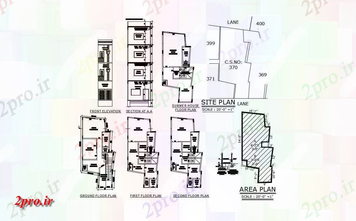 دانلود نقشه مسکونی ، ویلا ، دوبلکس ، اپارتمان 23×52 متر (کد30787)