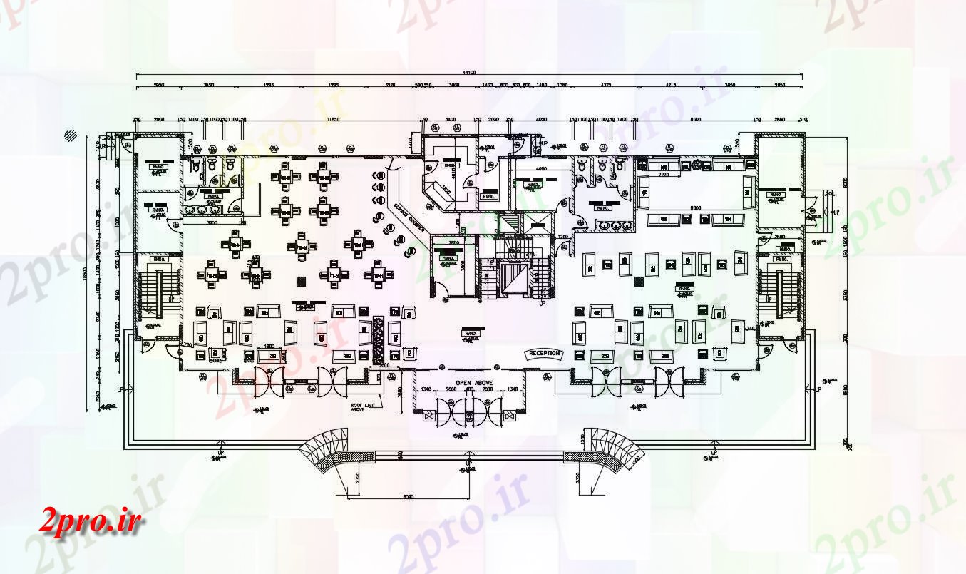 دانلود نقشه هتل ،مهمانسرا ، خوابگاه ، متل 18×44 متر (کد31112)