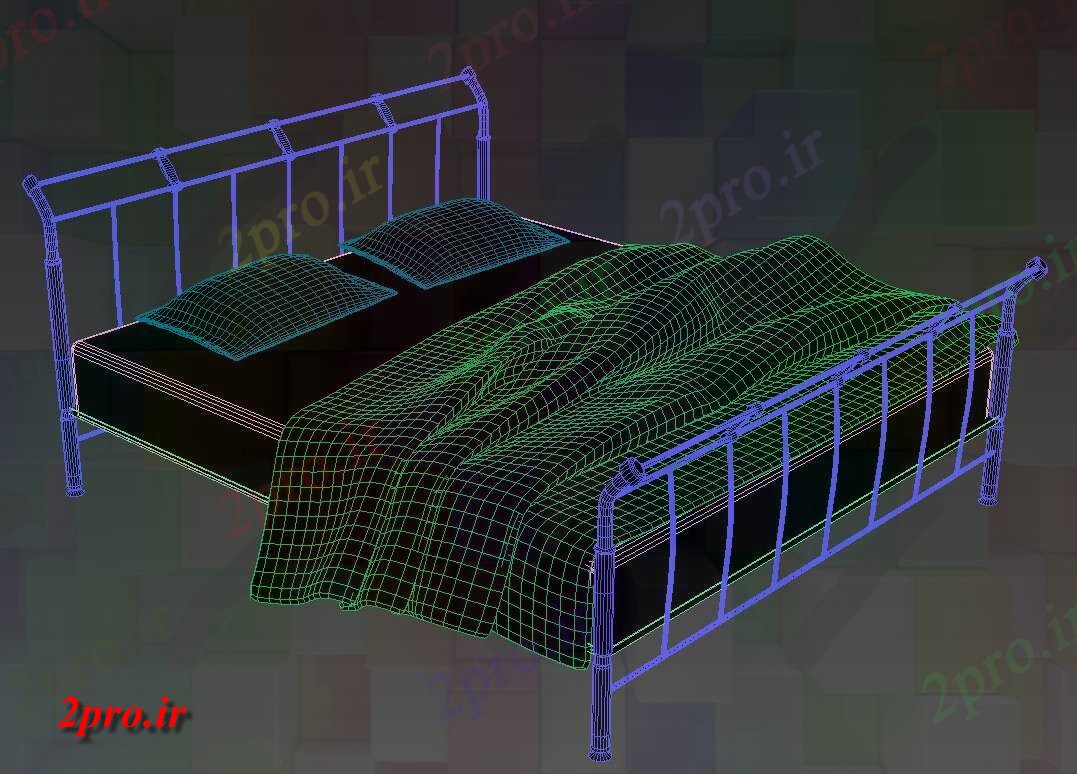 دانلود نقشه تری دی تخت خواب  (کد31122)