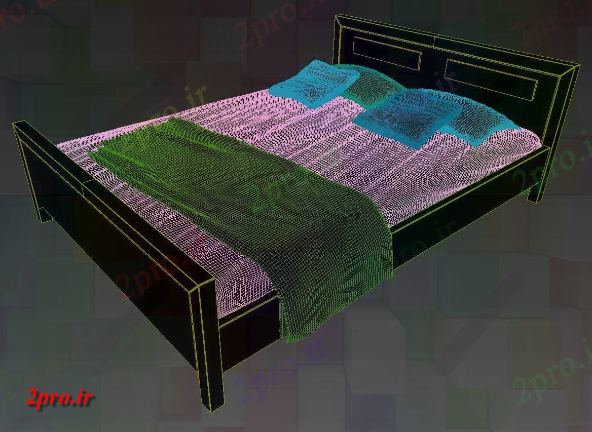 دانلود نقشه تری دی تخت خواب  (کد31199)