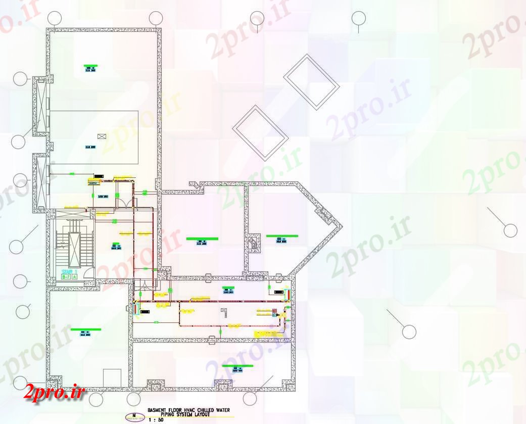 دانلود نقشه  طراحی سیستم HVAC طبقه زیرزمین   (کد31632)