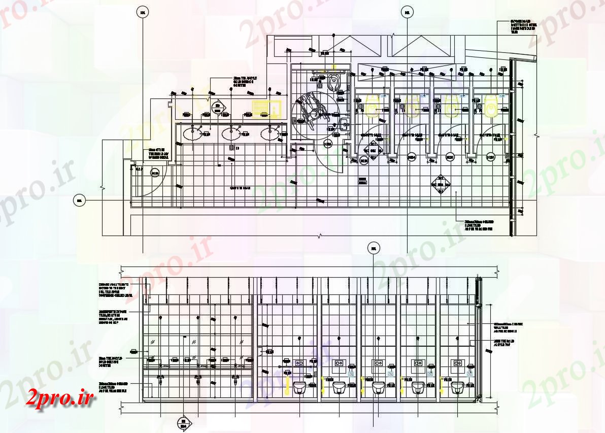 دانلود نقشه توالت ساختمان تجاری 6×12 متر (کد31713)