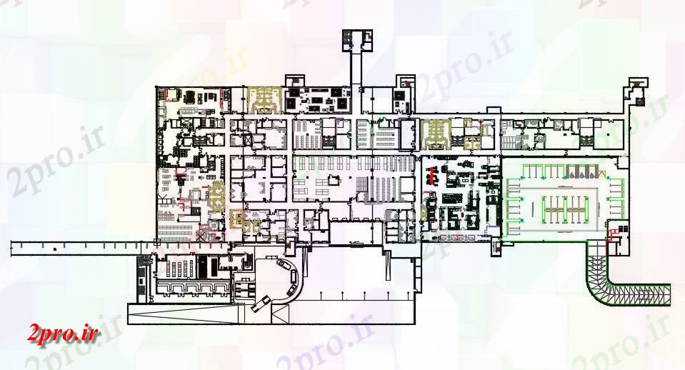 دانلود نقشه دفتر کار ، تجاری ، اداری ، کارگاه ، کارخانه ، شرکت 100×227 متر (کد31857)