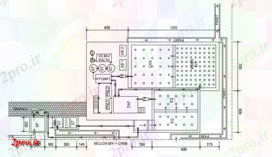 دانلود نقشه  با بستر متحرک بیوگرافی فیلم راکتور MBBR طراحی  کد  (کد31943)