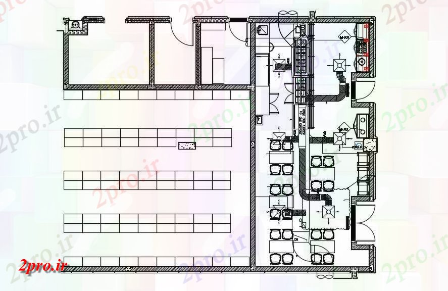 دانلود نقشه  ساختمان اداری دفترکار 13×16 متر (کد31958)