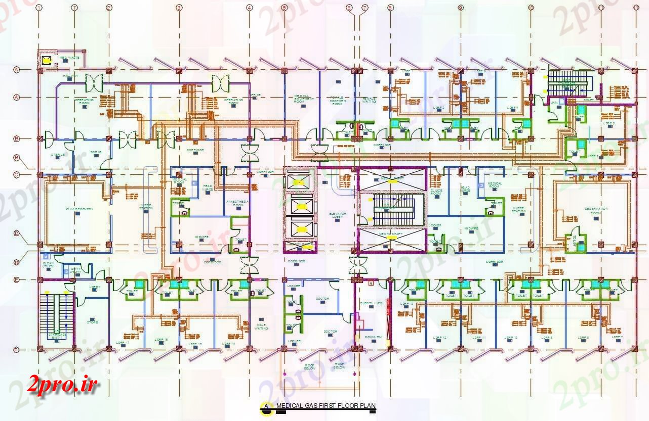 دانلود نقشه بیمارستان ، درمانگاه ، مرکز بهداشت ، کلینیک ، مطب 31×65 متر 32 در 65 متر (کد32033)
