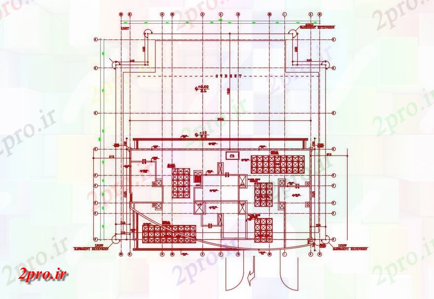 دانلود نقشه ساختمان تجاری ، اداری ، دفتر کار ، بازرگانی 17×29 متر (کد32046)