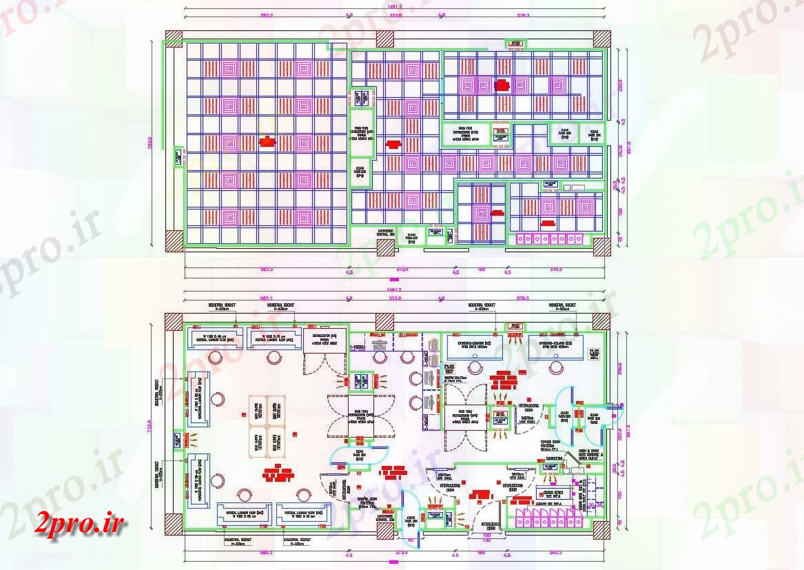دانلود نقشه ساختمان صنعتی ، تجاری ، اداری ، دفتر کار ، بازرگانی 72×149 متر (کد32072)