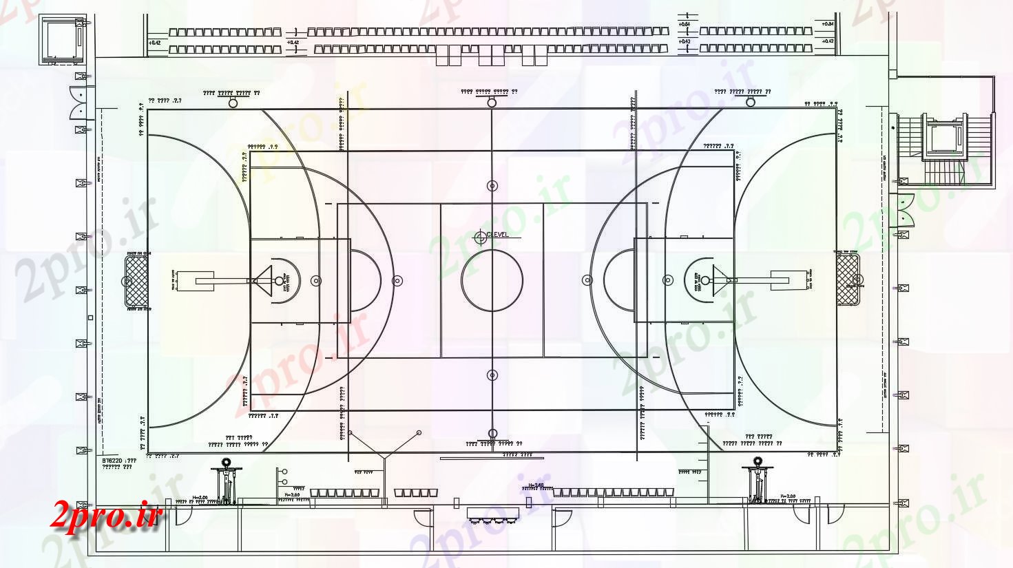 دانلود نقشه باشگاه ، ورزشگاه ، سالن ورزش ، طراحی محوطه ، پارک 31×47 متر (کد32156)